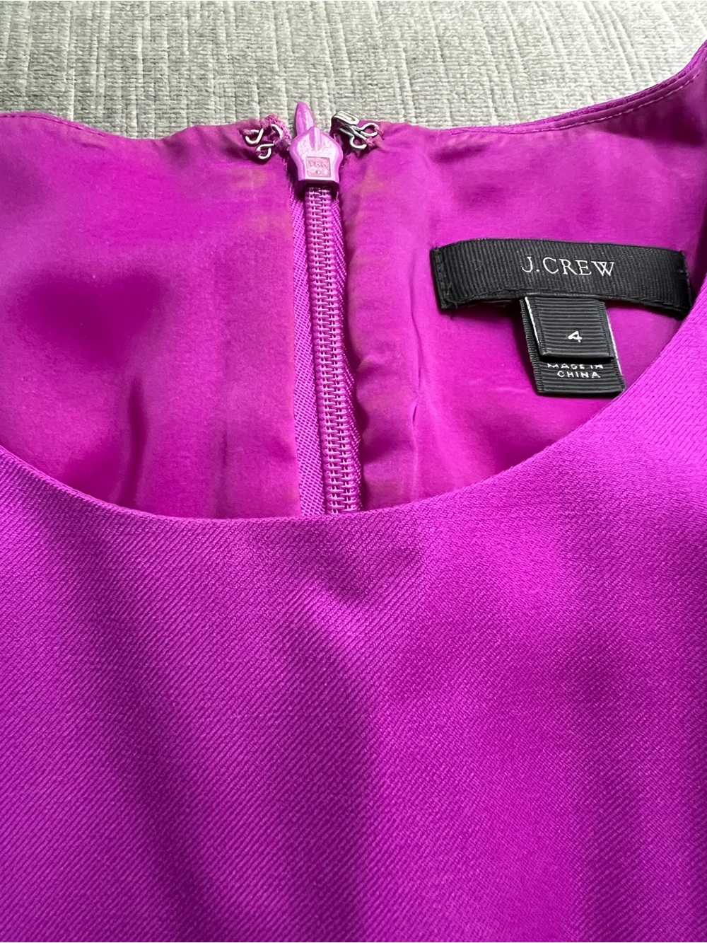 J.Crew 100% Wool Magenta Purple Ruffle Front Sheath Dress Size 4 - Picture 5 of 8